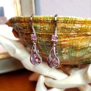 Pink Twist Teardrop Earrings